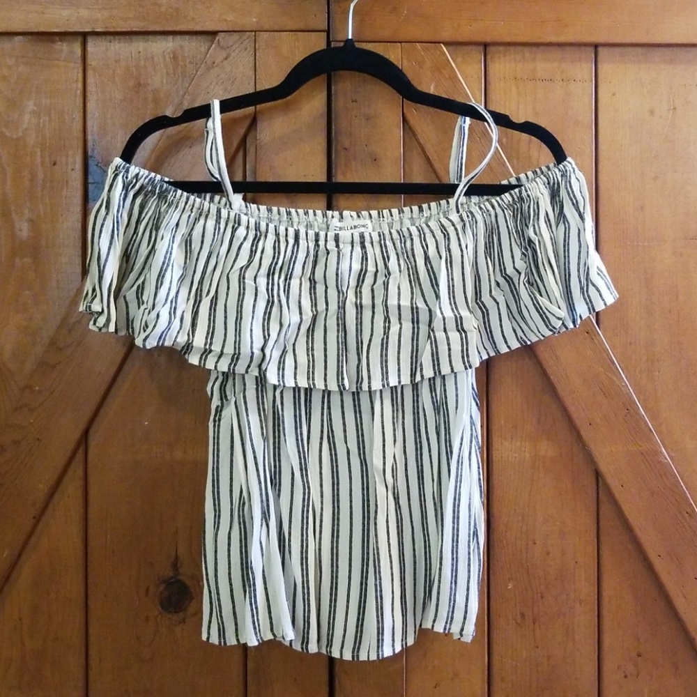 Billabong Off shoulder black white tank top M